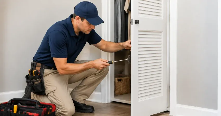 technician repairing doorbell button and wiring in Fonthill, Pelham